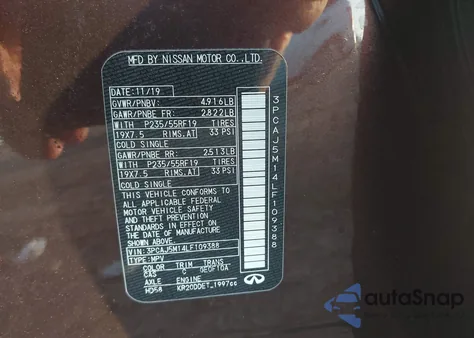 2020 Infiniti Qx50 Luxe from USA, damaged, VIN 3PCAJ5M14LF109388